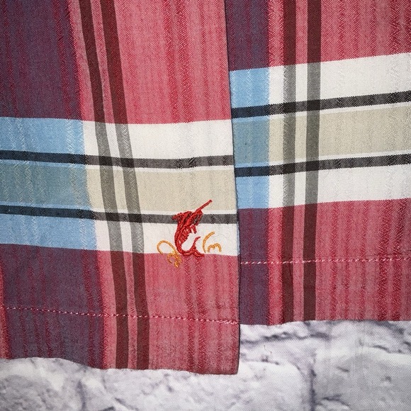 Tommy Bahama Sz L Cotton / Silk Blend Beach Shirt‎ Button Up Plaid EUC - Picture 5 of 5